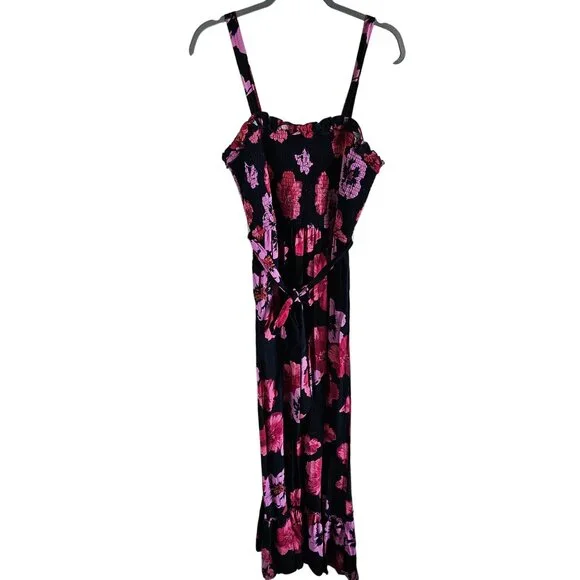 strapless open back dress Cute Blue Casual Summer Dress with Pink Floral Print PromGirl